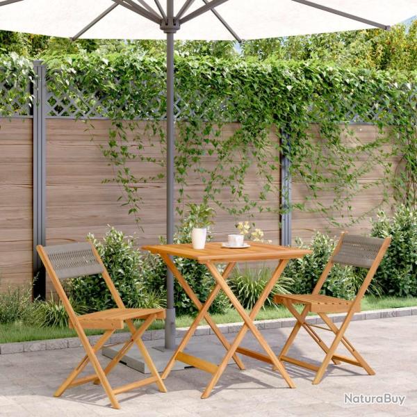 bistro 3 pcs gris polypropyl�ne et bois massif