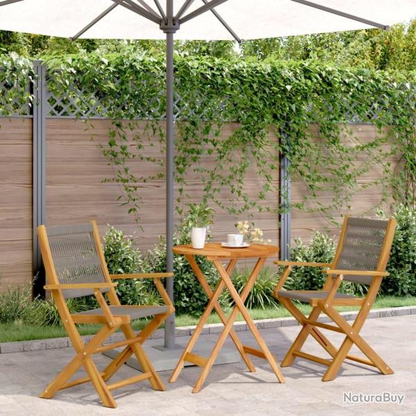 bistro 3 pcs gris polypropyl�ne et bois massif