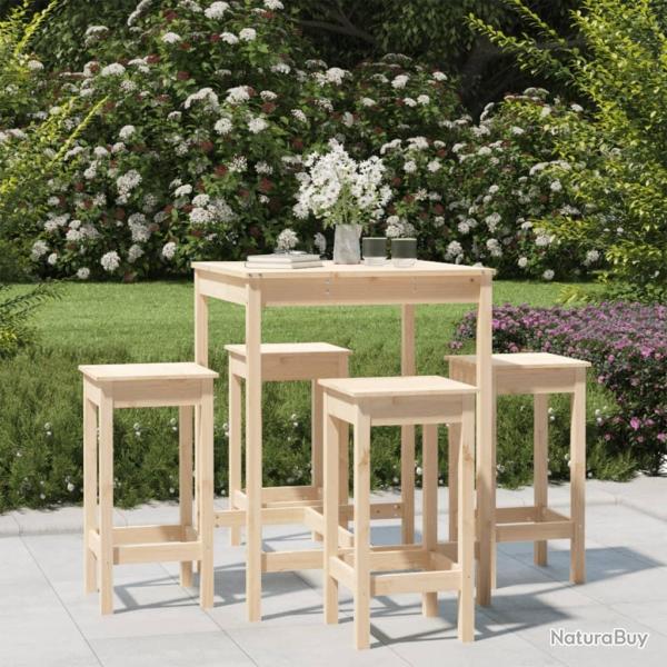 bar de jardin 5 pcs bois de pin massif alsavelo