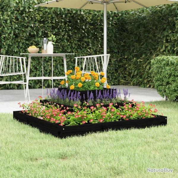 Jardini�re Noir 80x80x27 cm Bois massif de pin