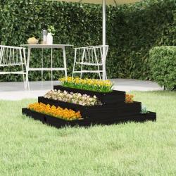 Jardini&egrave;re Noir 80x80x27 cm Bois massif de pin