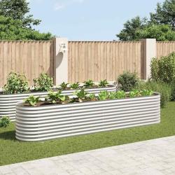 Jardini&egrave;re sur&eacute;lev&eacute;e 400x80x81 cm acier galvanis&eacute; argent&eacute;