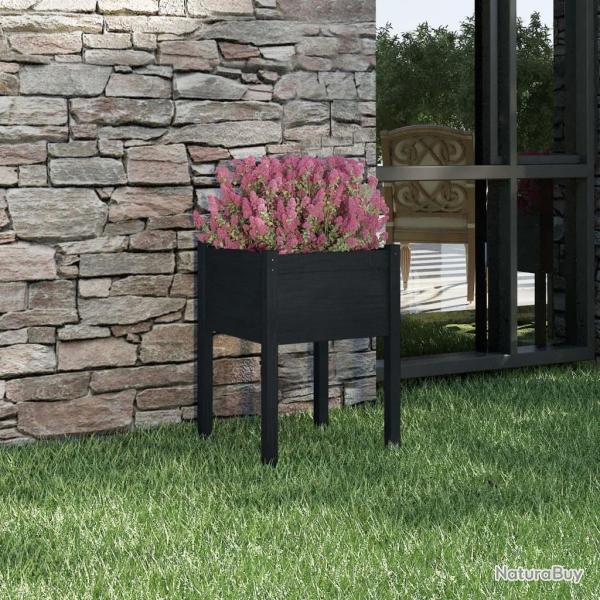 Jardini�re Noir 50x50x70 cm Bois de pin massif