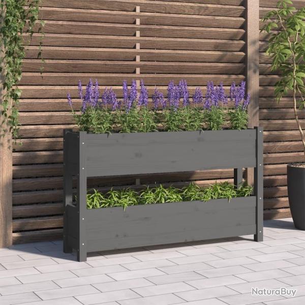 Jardinire Gris 112x25x66 cm Bois massif de pin alsavelo