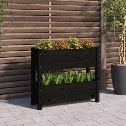 Jardini&egrave;re Noir 77x25x66 cm Bois massif de pin alsavelo