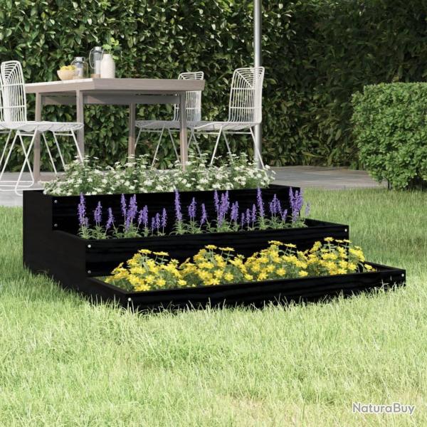 Jardini�re Noir 78x78x27 cm Bois massif de pin