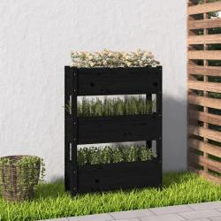 Jardini&egrave;re Noir 77x25x104,5 cm Bois massif de pin alsavelo