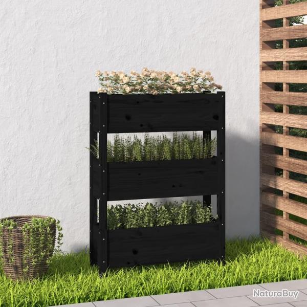 Jardini�re Noir 77x25x104,5 cm Bois massif de pin