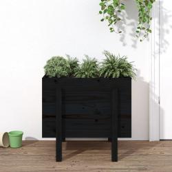 Jardini&egrave;re noir 62x50x57 cm bois massif de pin alsavelo