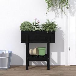 Jardini&egrave;re noir 62x30x69 cm bois massif de pin