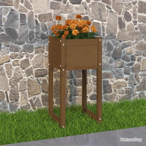 Jardini�re Marron miel 40x40x81 cm Bois massif de pin