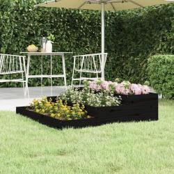 Jardini&egrave;re Noir 107x107x27 cm Bois massif de pin alsavelo