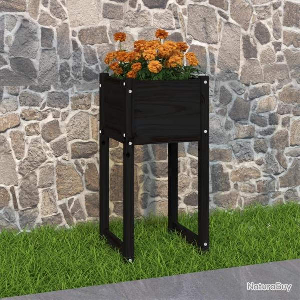 Jardini�re Noir 40x40x81 cm Bois massif de pin