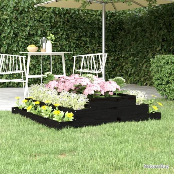 Jardini�re Noir 110x110x27 cm Bois massif de pin