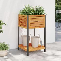 Jardini&egrave;re et &eacute;tag&egrave;re 45x45x80 cm bois massif d'acacia et acier