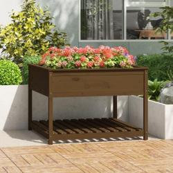 Jardini&egrave;re et &eacute;tag&egrave;re Marron miel 111,5x111,5x81 cm Bois de pin