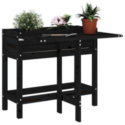 Jardini&egrave;re de jardin avec dessus pliable noir bois pin massif