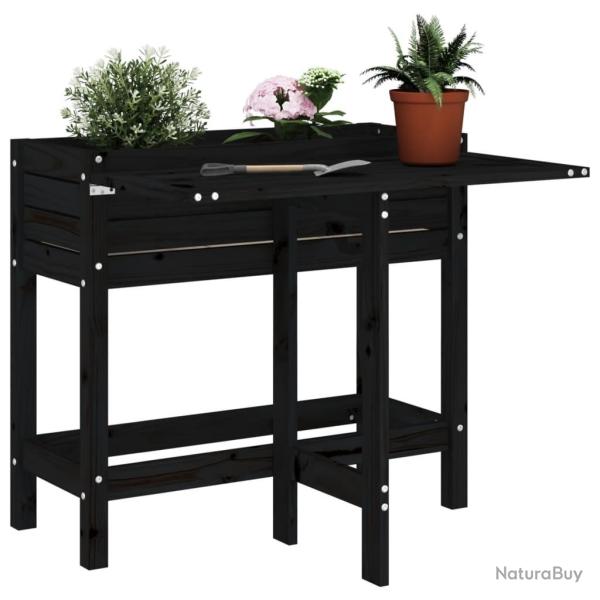 Jardini�re de jardin avec dessus pliable noir bois pin massif