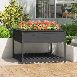 Jardini&egrave;re et &eacute;tag&egrave;re Gris 111,5x111,5x81 cm Bois massif de pin