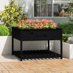 Jardini&egrave;re et &eacute;tag&egrave;re Noir 111,5x111,5x81 cm Bois massif de pin