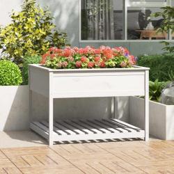 Jardini&egrave;re et &eacute;tag&egrave;re Blanc 111,5x111,5x81cm Bois massif de pin