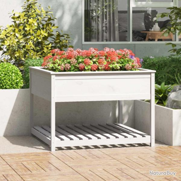 Jardini�re et �tag�re Blanc 111,5x111,5x81cm Bois massif de pin