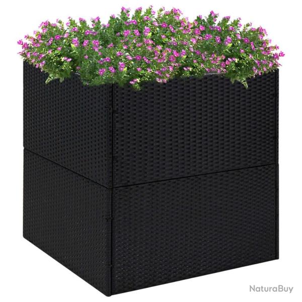 Jardini�re Noir 80x80x80 cm R�sine tress�e