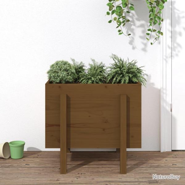 Jardinire marron miel 62x50x57 cm bois massif de pin alsavelo