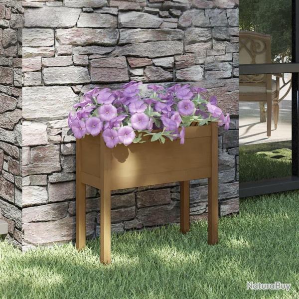 Jardinire Marron miel 70x31x70 cm Bois de pin massif alsavelo