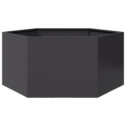 Jardini&egrave;re noir hexagone 104x90x45 cm acier