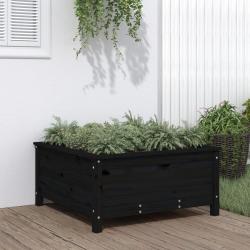 Jardini&egrave;re noir 82,5x82,5x39 cm bois massif de pin alsavelo