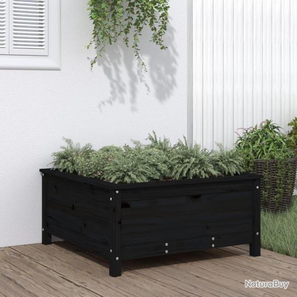 Jardini�re noir 82,5x82,5x39 cm bois massif de pin