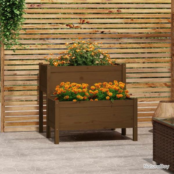 Jardinire Marron miel 84,5x84x75 cm Bois massif de pin alsavelo