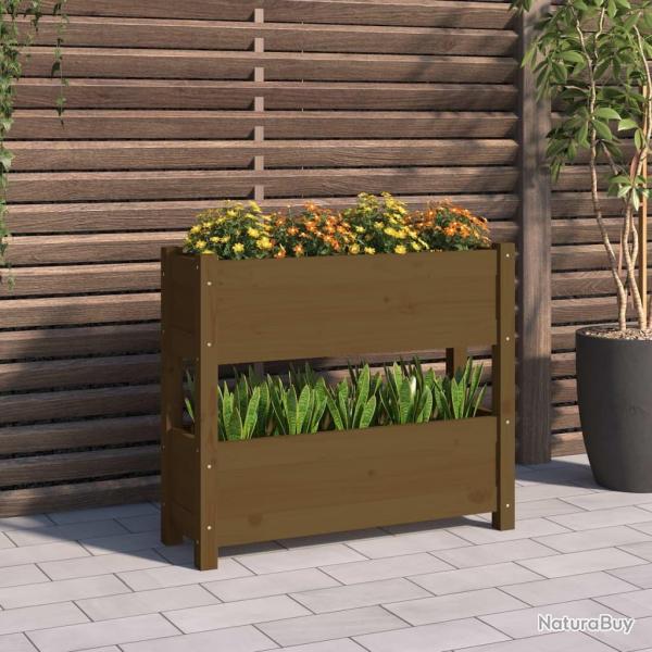 Jardinire Marron miel 77x25x66 cm Bois massif de pin alsavelo