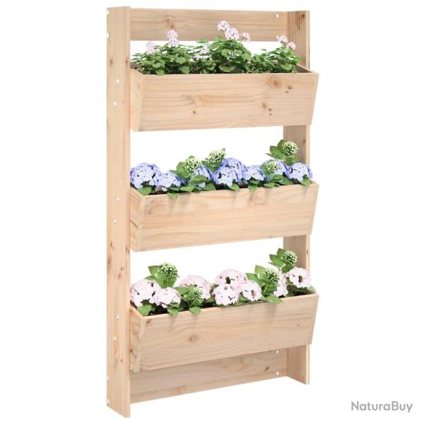 Jardinire murale 3 niveaux 60x18,5x110 cm bois de pin massif alsavelo