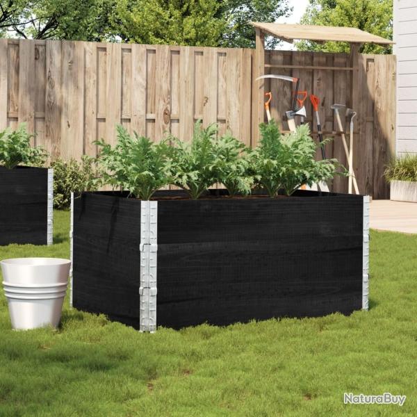 Jardinire noir 120x80 cm bois massif de pin alsavelo