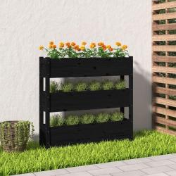 Jardini&egrave;re Noir 112x25x104,5 cm Bois massif de pin alsavelo