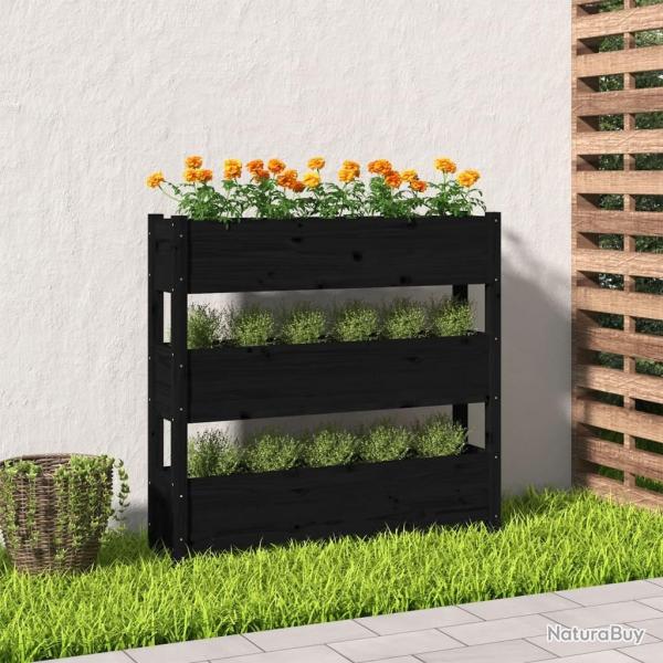 Jardinire Noir 112x25x104,5 cm Bois massif de pin alsavelo