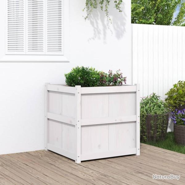 Jardinire d'extrieur blanc 70x70x70 cm bois de pin massif alsavelo