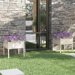 Jardini&egrave;res 2 pcs Blanc 70x70x70 cm Bois de pin massif