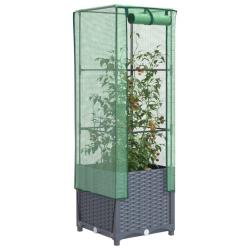 Jardini&egrave;re sur&eacute;lev&eacute;e avec housse aspect rotin 40x40x139 cm