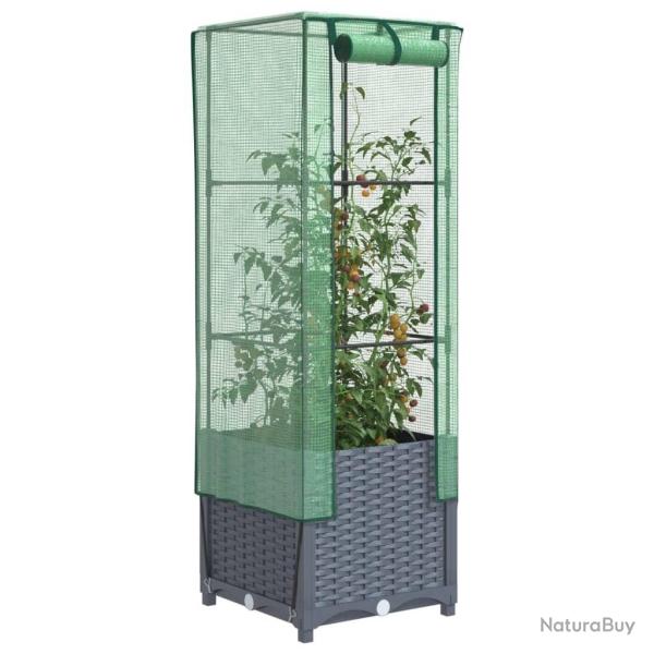 Jardini�re sur�lev�e avec housse aspect rotin 40x40x139 cm alsavelo