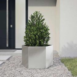 Jardini&egrave;re hexagone 69x60x45 cm acier inoxydable