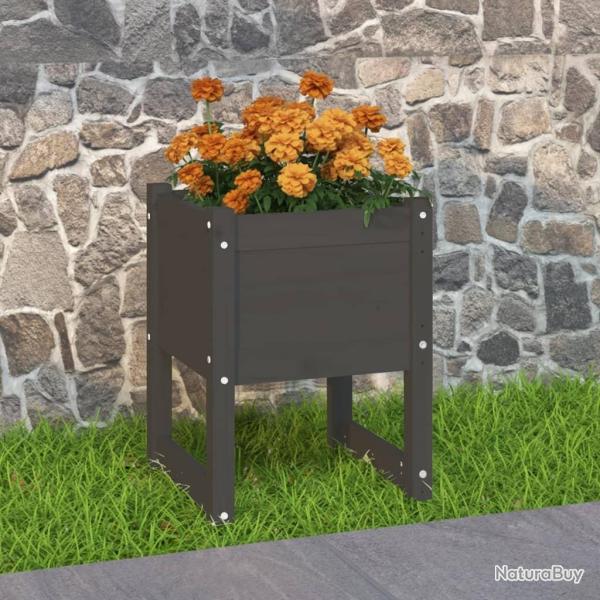 Jardinire Gris 40x40x52,5 cm Bois massif de pin alsavelo