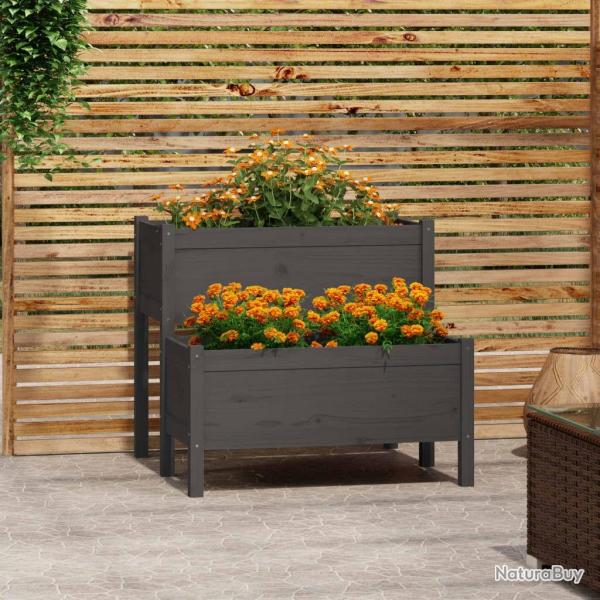Jardini�re Gris 84,5x84x75 cm Bois massif de pin