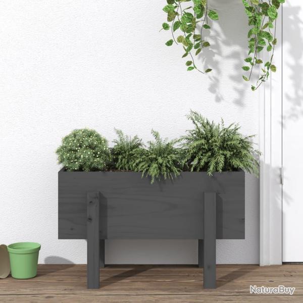 Jardinire gris 62x30x38 cm bois massif de pin alsavelo