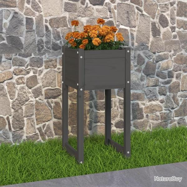 Jardini�re Gris 40x40x81 cm Bois massif de pin
