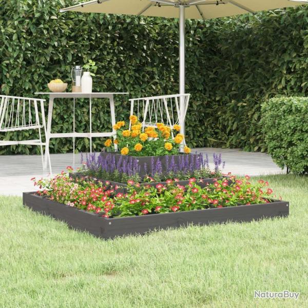Jardinire Gris 80x80x27 cm Bois massif de pin alsavelo