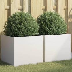 Jardini&egrave;res 2 pcs blanc 42x40x39 cm acier