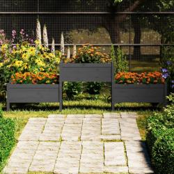 Jardini&egrave;re Gris 245,5x44x75 cm Bois massif de pin